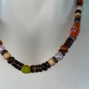 Multi-beaded Choker & leather closure